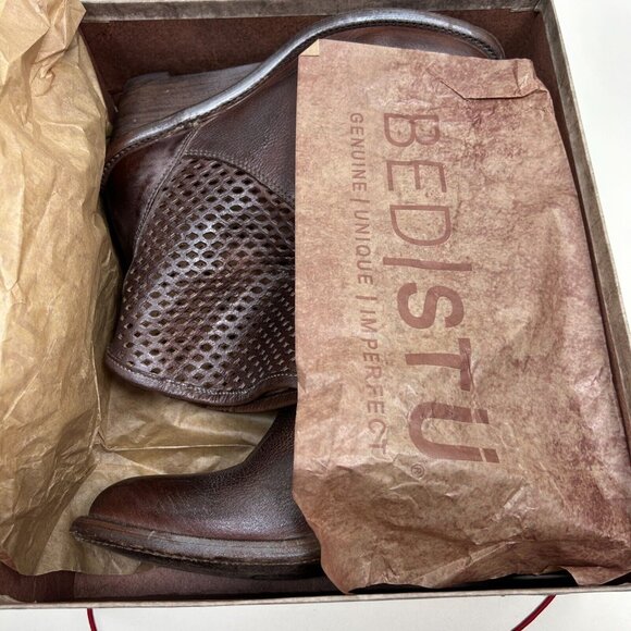 Bed Stu Boots Womens Size 8 Brown Dutchess Teal Cut Out Wedge Booties Ladies - Picture 3 of 14